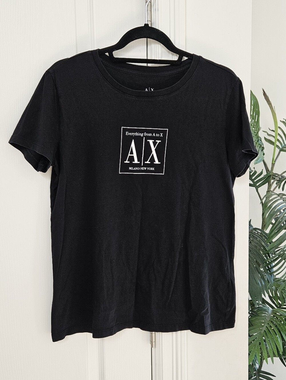 A/X Armani Exchange Black Short Sleeve Logo Tee